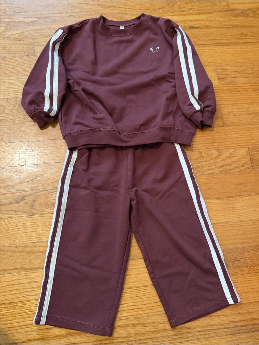 RYLEE & Crew 18/24 Kids Maroon Track Pants with White Stripes